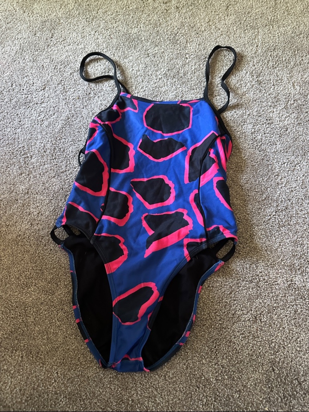 Jolyn “Max” Blue One-Piece Swimsuit with Pink and Black Print